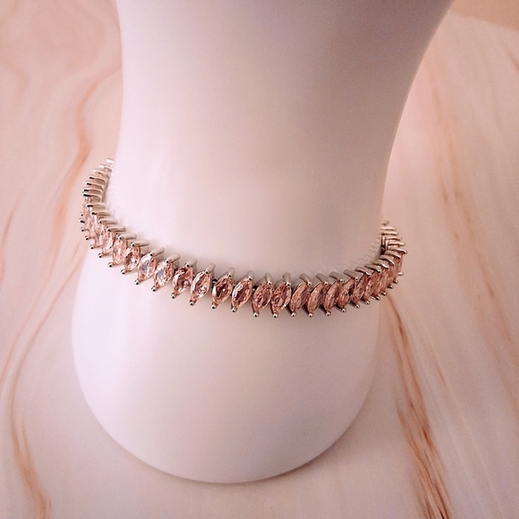 Pretty Bird 18K White Gold Plated Pink Crystal Bracelet - Picture 2 of 16